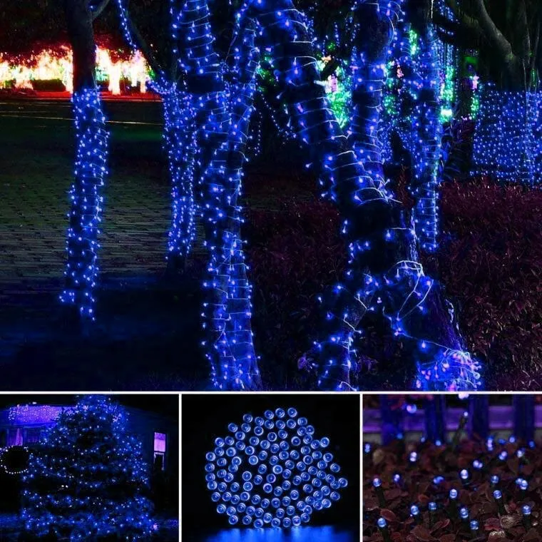 Dekoracja Świetlna Zewnętrzna Niebieska - 100 LED, Łączna, Wysoko Odporna Na Warunki Atmosferyczne, Energooszczędna, Z Gniazdem - IP44