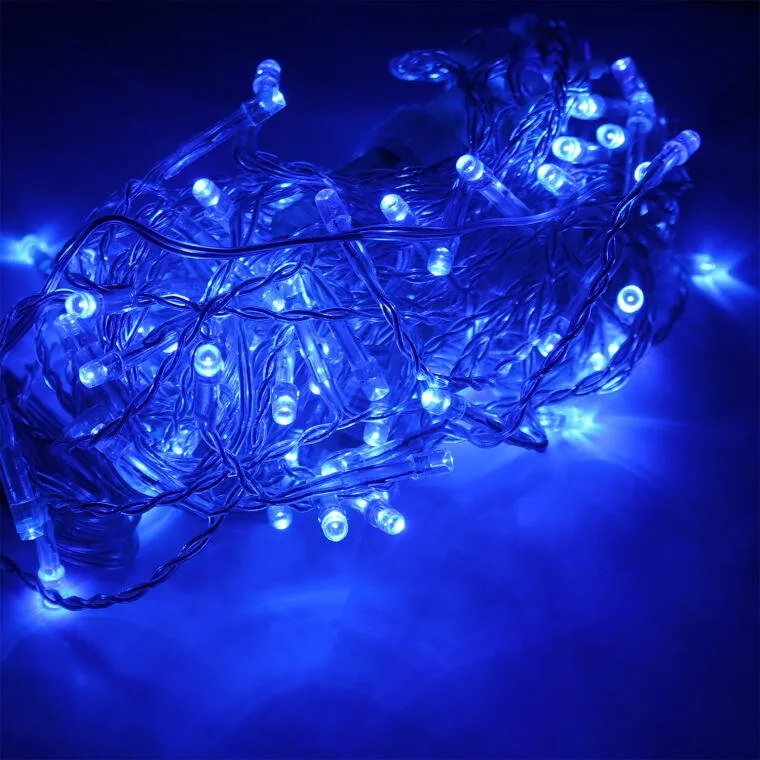 Dekoracja Świetlna Zewnętrzna Niebieska - 100 LED, Łączna, Wysoko Odporna Na Warunki Atmosferyczne, Energooszczędna, Z Gniazdem - IP44