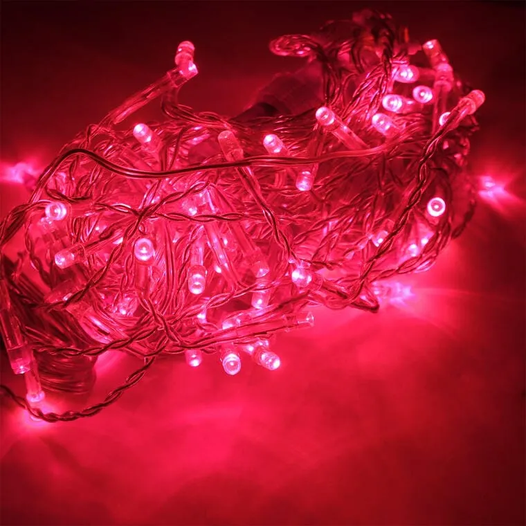 Dekoracja Świetlna Na Zewnątrz 100 LED Sople Z Dodatkowym Gniazdem IP44 - Czerwone