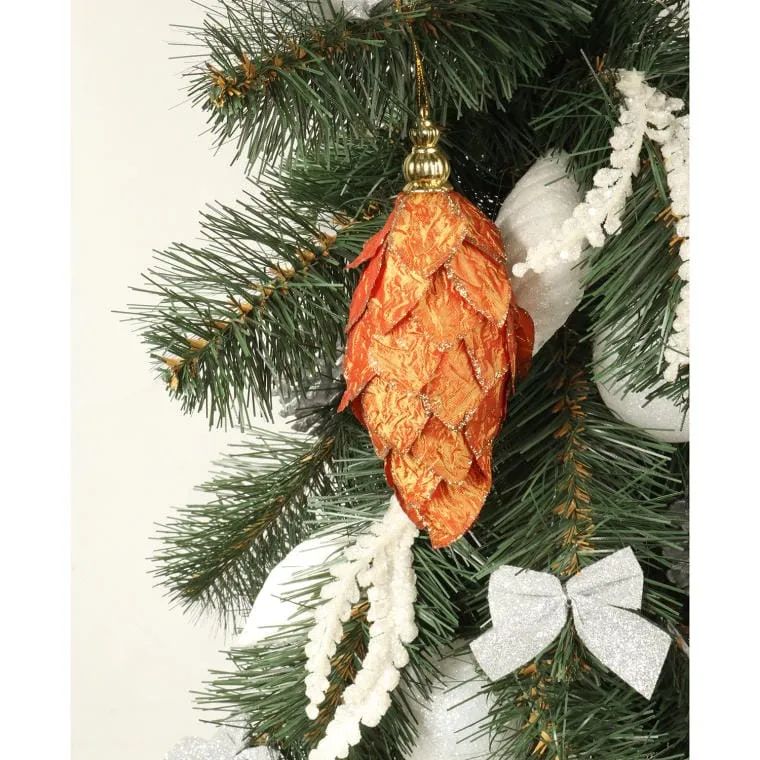 Zawieszka Sopel Z Brokatem 14 cm - Pomarańczowa
