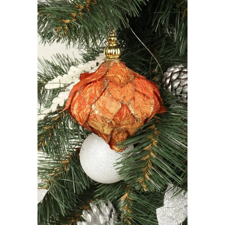 Zawieszka Wrzeciono Z Brokatem 10 cm - Pomarańczowa