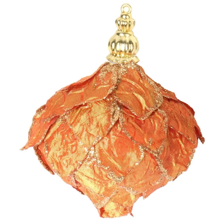 Zawieszka Wrzeciono Z Brokatem 10 cm - Pomarańczowa