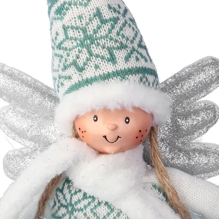 Anioł Bożonarodzeniowy Na Stojaku, Zielony, 54 cm