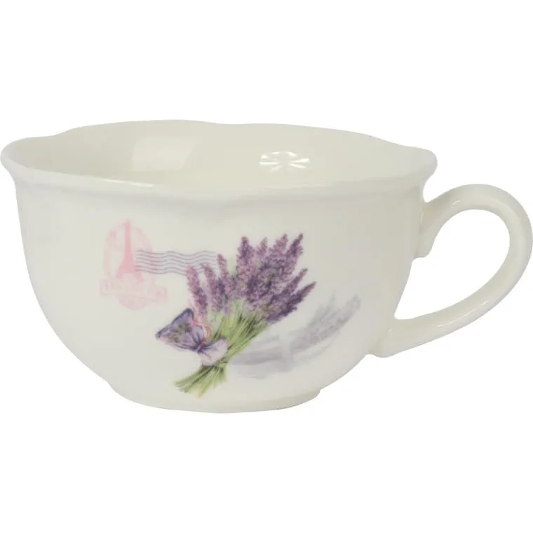 Komplet Ceramiczny Filiżanka Z Talerzykiem Z Kwiatami W Wazonie W Prezentowym Kartoniku