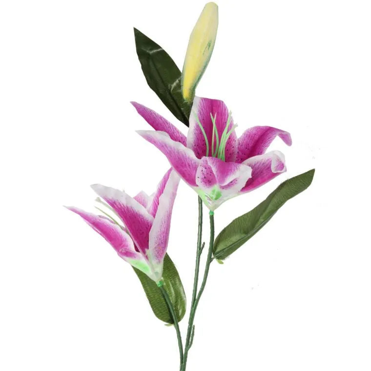 Sztuczna Lilia Fioletowa O Wysokości 75cm - Gałązka Z 2 Kwiatami