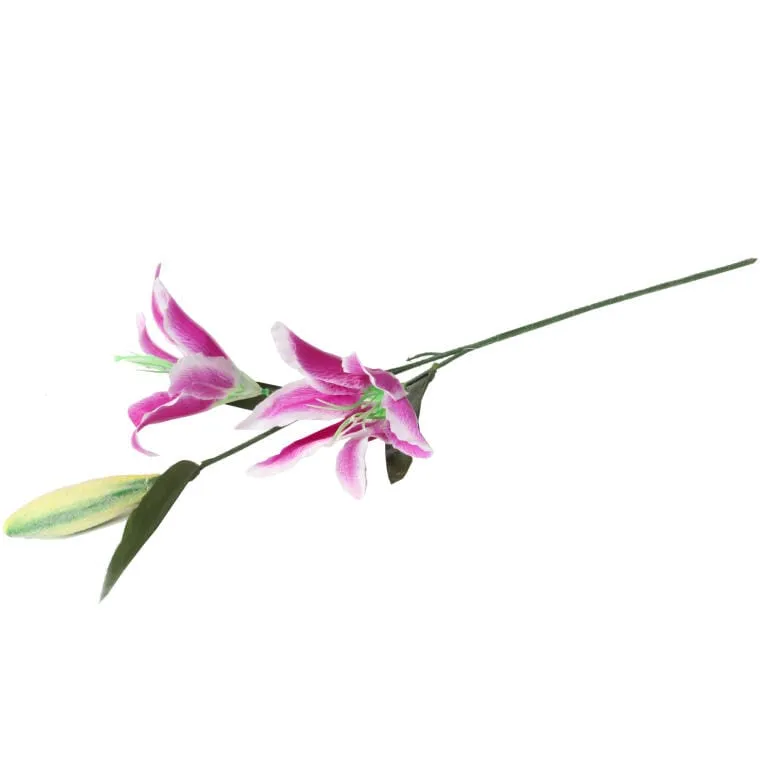 Sztuczna Lilia Fioletowa O Wysokości 75cm - Gałązka Z 2 Kwiatami