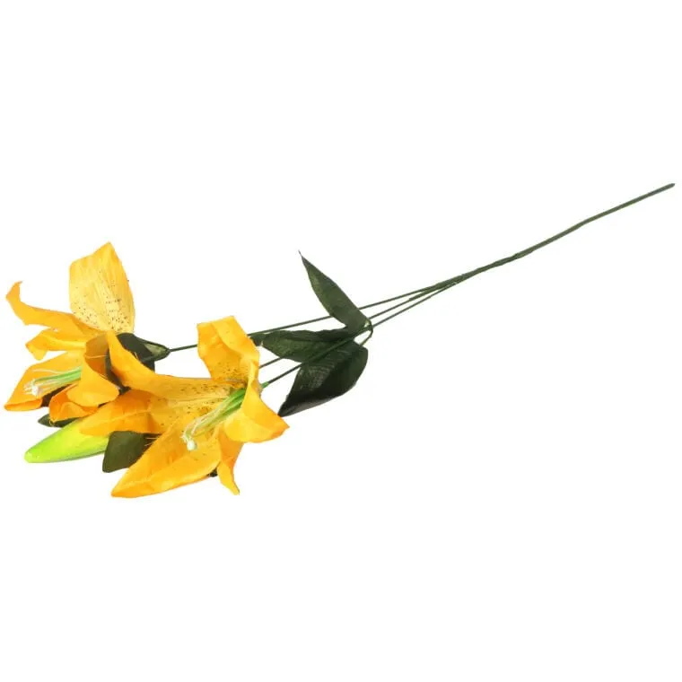 Gałązka Sztucznej Lili Podwójnej Z Pąkiem W Kolorze Jasno Pomarańczowym, 75 cm