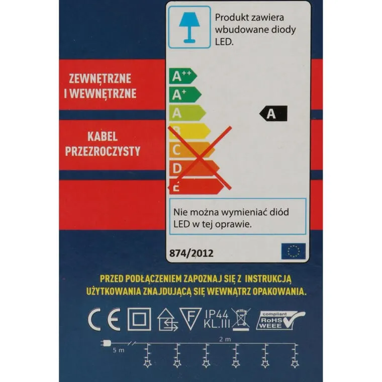 Dekoracja Świąteczna LED 138 Świateł Z Gwiazdkami, Dzwonkami I Reniferami Światło - Białe