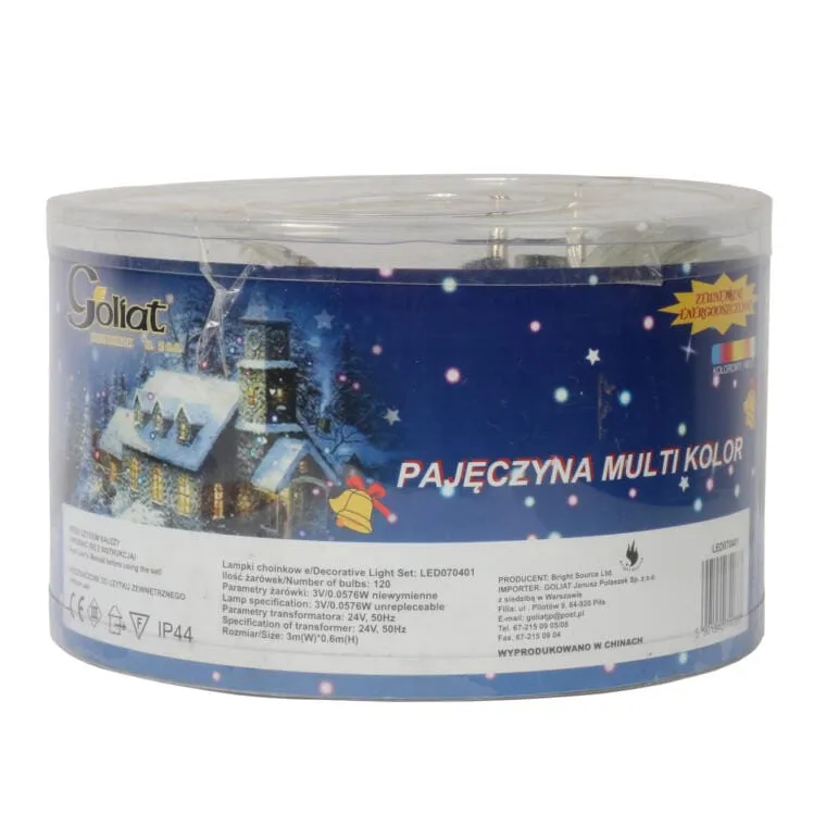 Multikolorowa Kurtyna Świetlna-Pajęczyna 120 LED, 3m X 0.6m, Zasilanie Sieciowe