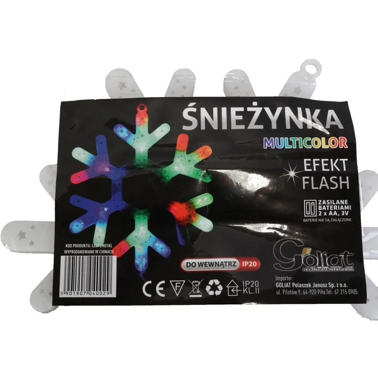Duża Dekoracja LED Na Baterie, Śnieżynka, LEDPLMU1KL