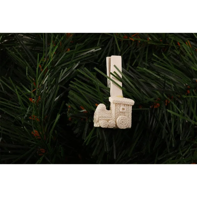 Zestaw 8 Klamerek Z Figurkami Pociągów 4.5 cm - Kolor Biały