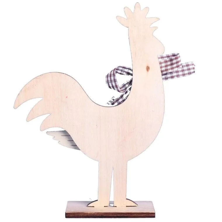 FIGURKA Dekoracyjna 16.5 cm Ozdoba KOGUT Drewno