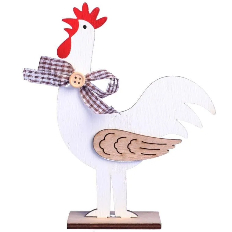 FIGURKA Dekoracyjna 16.5 cm Ozdoba KOGUT Drewno