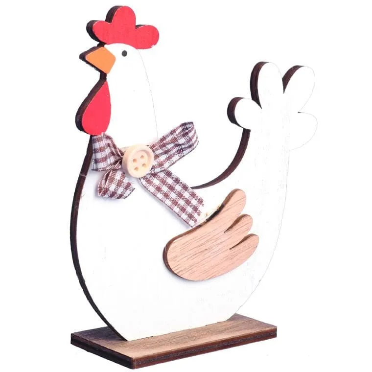 FIGURKA Dekoracyjna 13 cm Ozdoba KURA Drewno