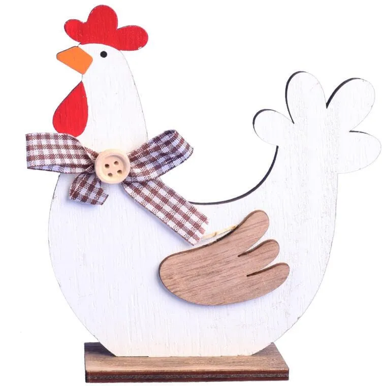 FIGURKA Dekoracyjna 13 cm Ozdoba KURA Drewno