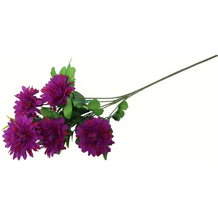 Fioletowa Gałązka Margaretek - 5 Sztuk, Kwiaty Sztuczne, Długość 68 cm