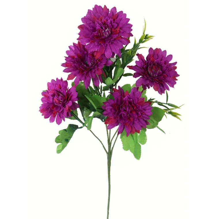 Fioletowa Gałązka Margaretek - 5 Sztuk, Kwiaty Sztuczne, Długość 68 cm