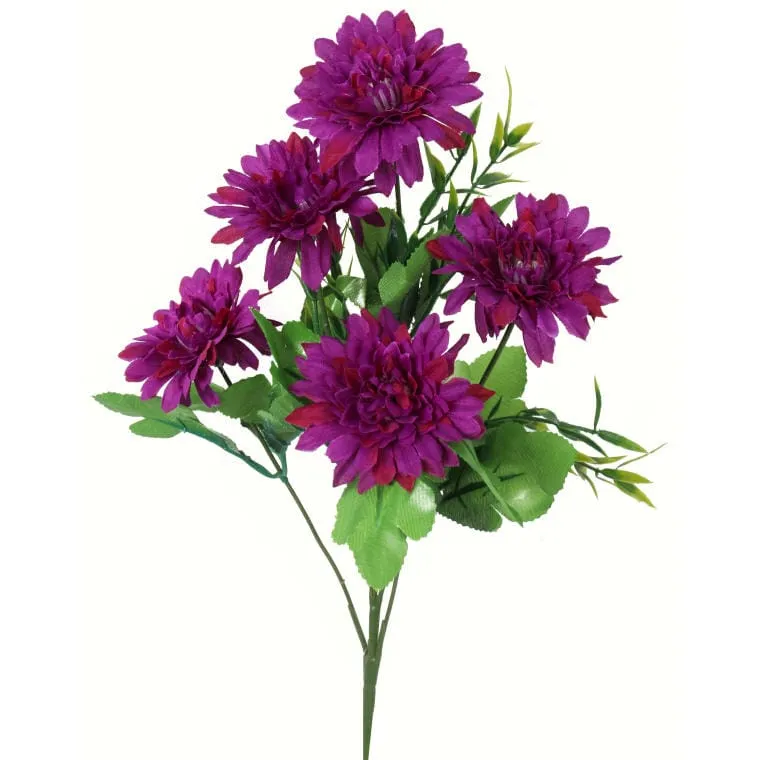 Fioletowa Gałązka Margaretek - 5 Sztuk, Kwiaty Sztuczne, Długość 68 cm
