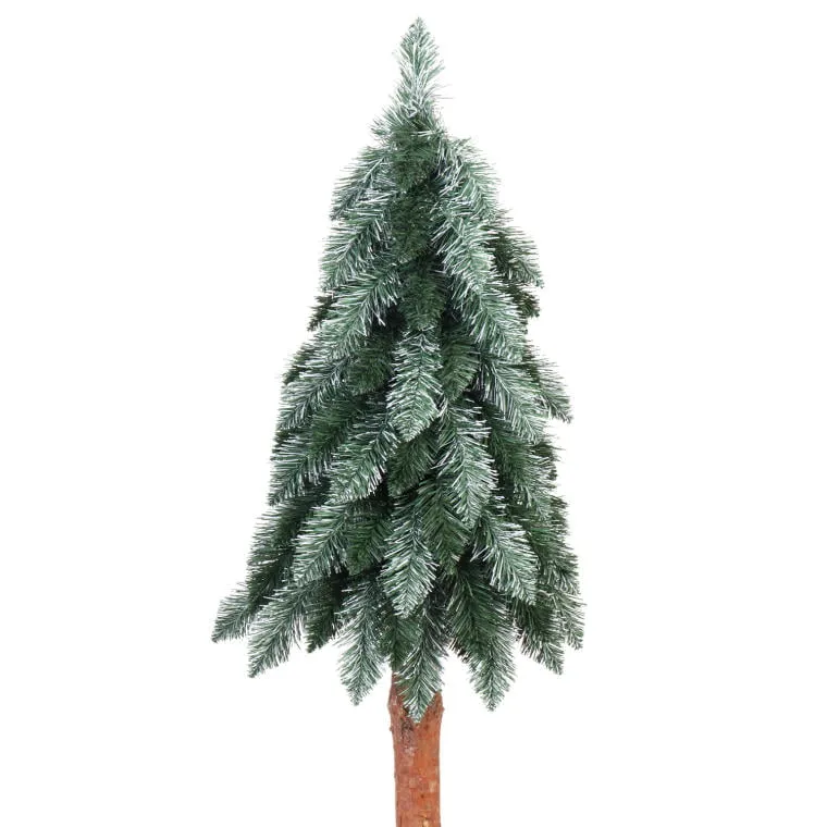 Sztuczna Choinka Marcinek Na Naturalnym Pniu - Polski Produkt, Wys. 120 cm, Kolor Zielono-Biały, Gotowa Do Rozłożenia, Świeża Z Produkcji