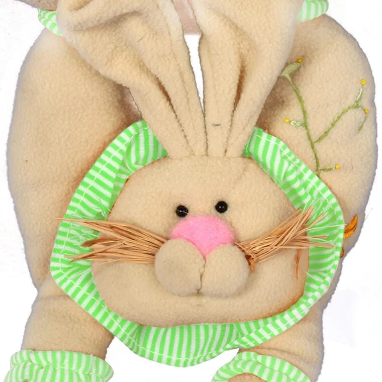 Pluszowy Zajączek Wielkanocny Z Drewnianą Tabliczką Do Zawieszenia Na Drzwi 36 cm - Zielony
