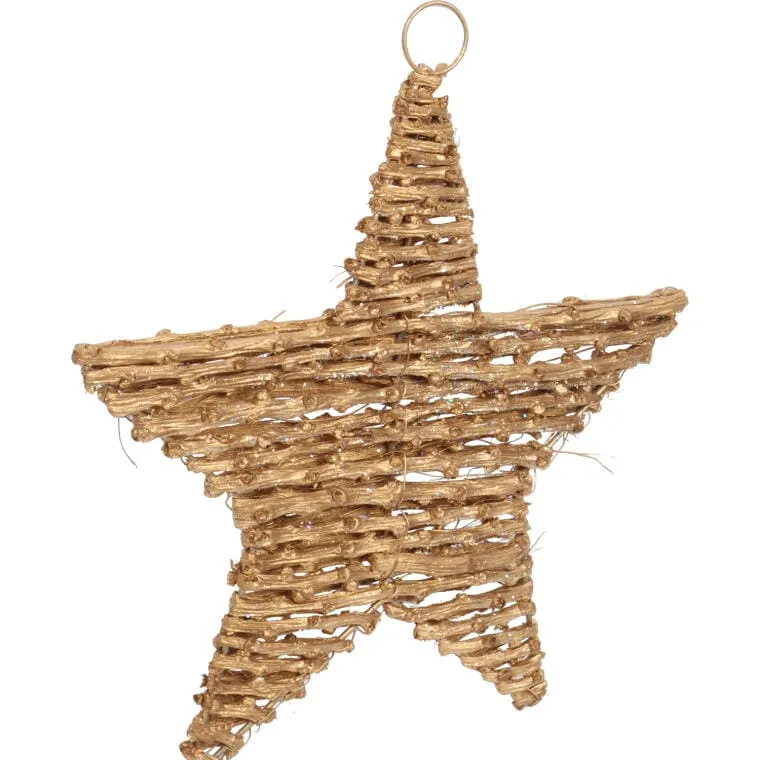 Złota Gwiazda Rattanowa Na Święta - Zawieszka 27 cm