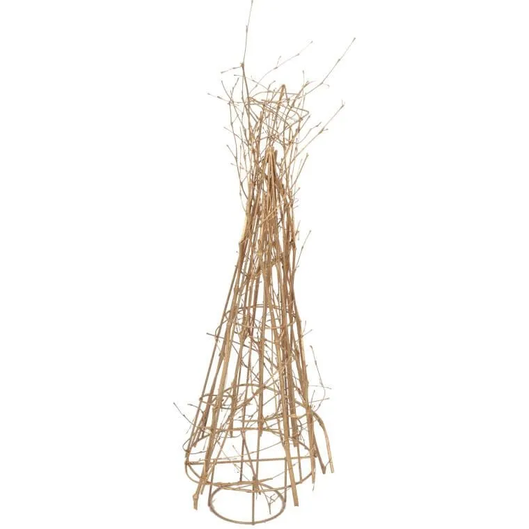 Złota Dekoracja Świąteczna - Stożkowa Choinka Z Rattanu 50cm