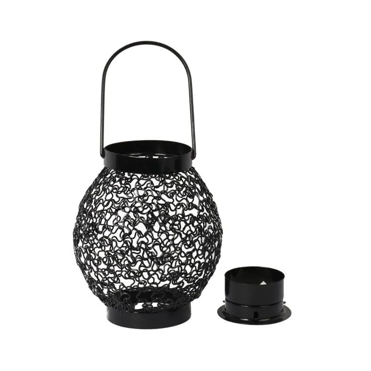 Metalowa Latarenka Na Świeczkę Tealight Do Dekoracji Ogrodu I Tarasu - Czarna