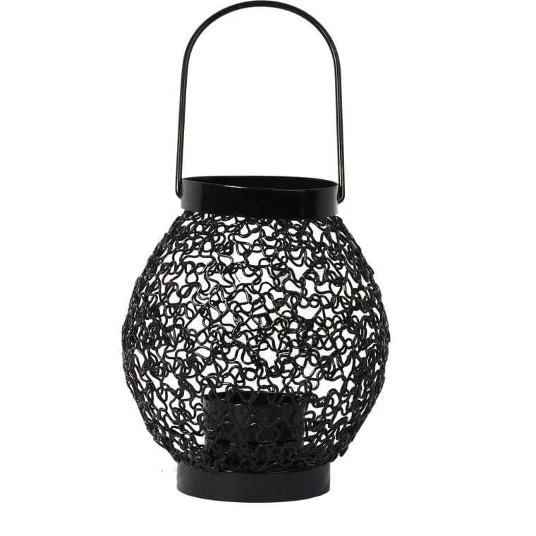 Metalowa Latarenka Na Świeczkę Tealight Do Dekoracji Ogrodu I Tarasu - Czarna