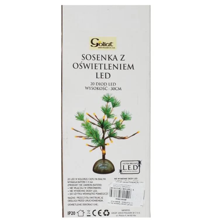 Drzewko Świetlne Modrzew 30 cm Z 20 LED - Dekoracja Wewnętrzna Na Baterie
