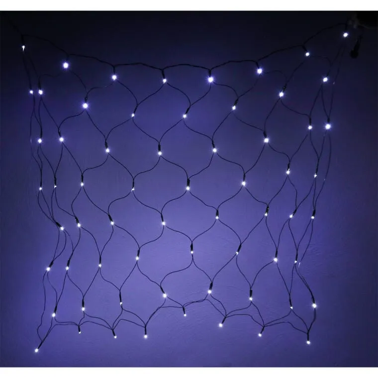 Kurtyna Świetlna LED 1x1m Do Dekoracji Zewnętrznej, Światło Zimne Białe, Odporna Na Warunki Atmosferyczne, 64 Diody, Kabel Zielony