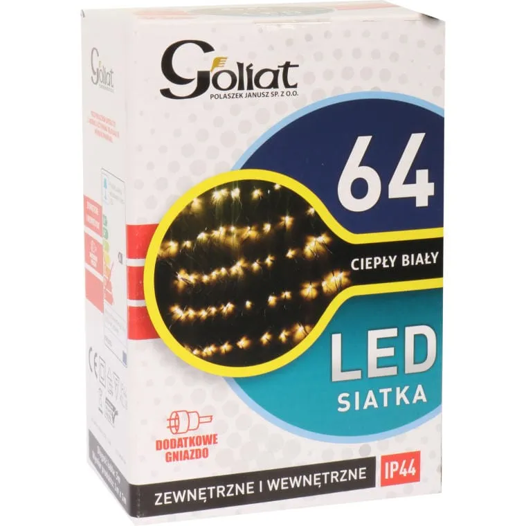 Siatka Świetlna LED 1x1m Odporna Na Warunki Atmosferyczne Z Dodatkowym Gniazdem - Kolor Ciepłego Białego