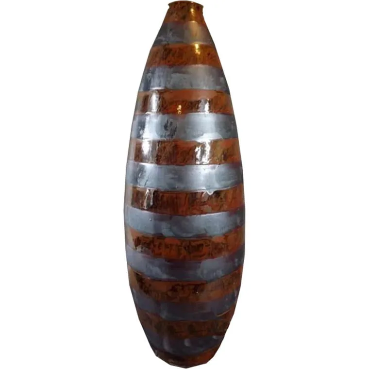 Wazon Ceramiczny W Brązowe Pasy, Z Kolekcji Kamiennej, 60x20 cm