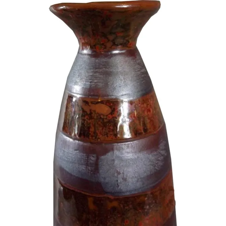 Wazon Ceramiczny W Kolorze Brązowym Ciężki W Pasy 40x9 cm