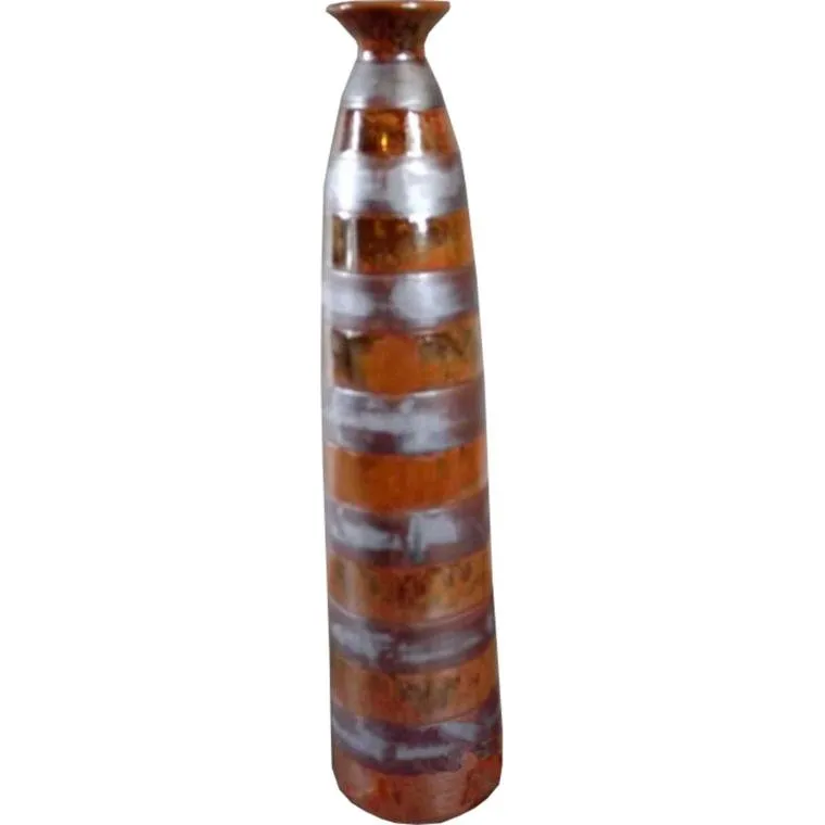 Wazon Ceramiczny W Kolorze Brązowym Ciężki W Pasy 40x9 cm