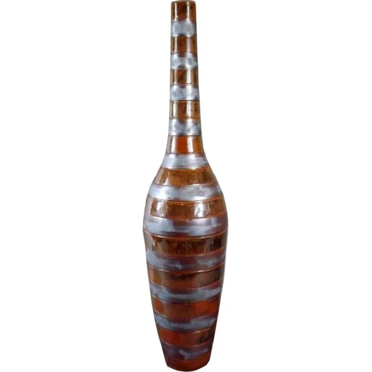 Wazon Ceramiczny W Kolorze Piaskowym Ciężki W Pasy 38x20 cm