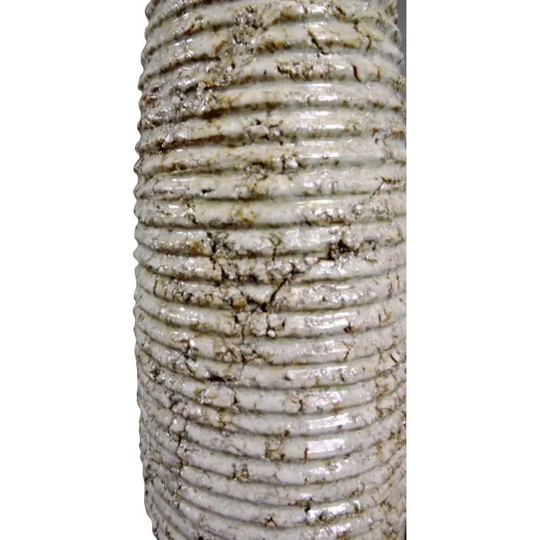Wazon Kamienny W Kolorze Kremowym W Prążki 37x10 cm