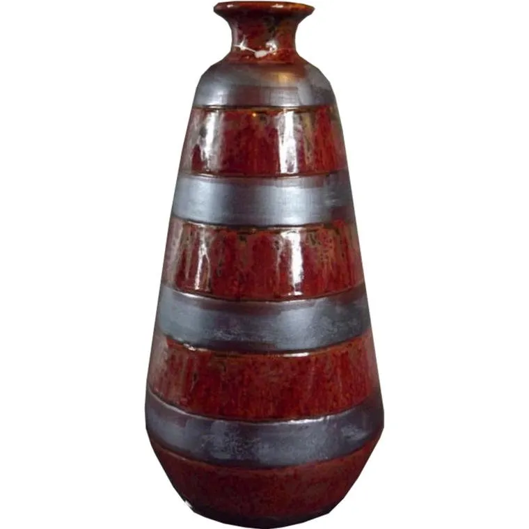 Elegancki Wazon Kamienno-Paskowy O Wielkości 36x16 cm - Brązowy