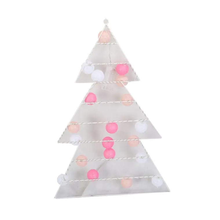 Dekoracja Świetlna Choinka 20 LED Biało Różowa 60 cm