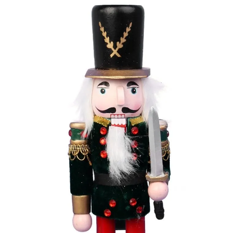 Czarny Drewniany Dziadek Do Orzechów - Świąteczna Figurka Dekoracyjna, 30 cm
