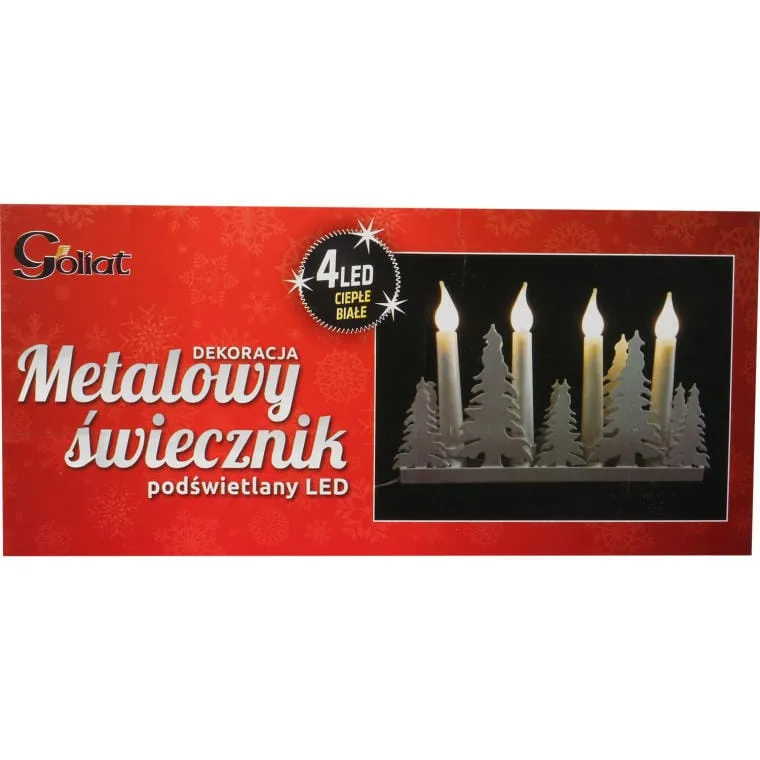 Świecznik Adwentowy 3D W Kształcie Choinki Zasilany Bateryjnie - Biały