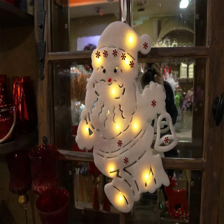 Podświetlana Figurka Mikołaja Z Pianki Z 10 LED, Biały, Z Zasilaniem Bateryjnym