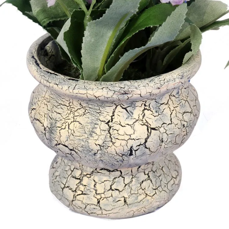 Kompozycja Sztucznych Kwiatów W Ceramicznym Doniczce 15cm - Fioletowa Lawenda
