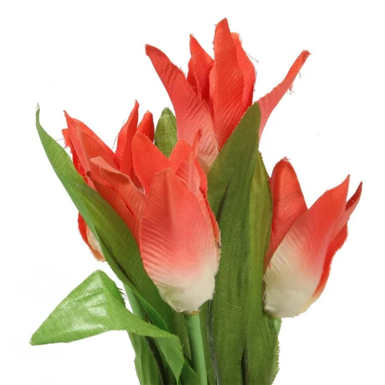 Sztuczne Tulipany W Doniczce 23cm - Dekoracja Wewnętrzna I Ogrodowa W Kolorze Czerwonym