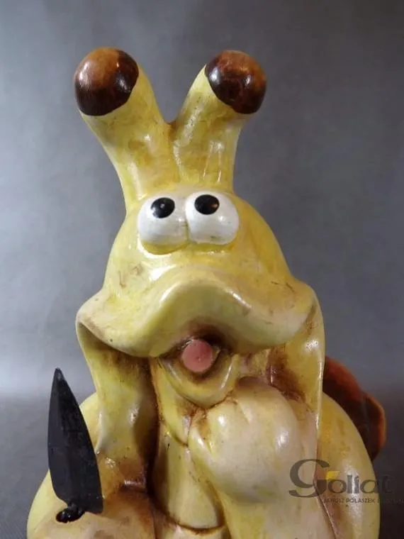 Ceramiczny Ślimak Z Łopatką - Zielona Figurka Dekoracyjna