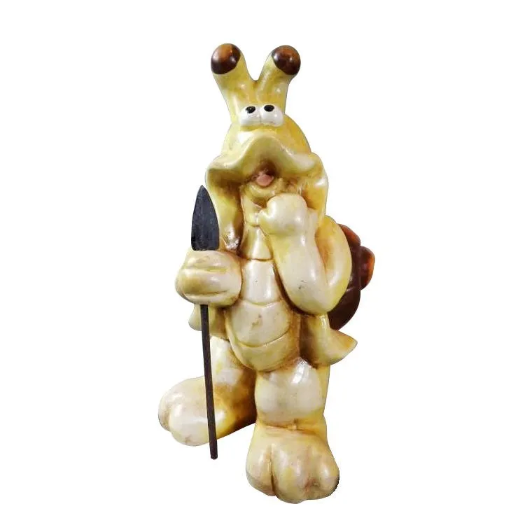 Ceramiczny Ślimak Z Łopatką - Zielona Figurka Dekoracyjna