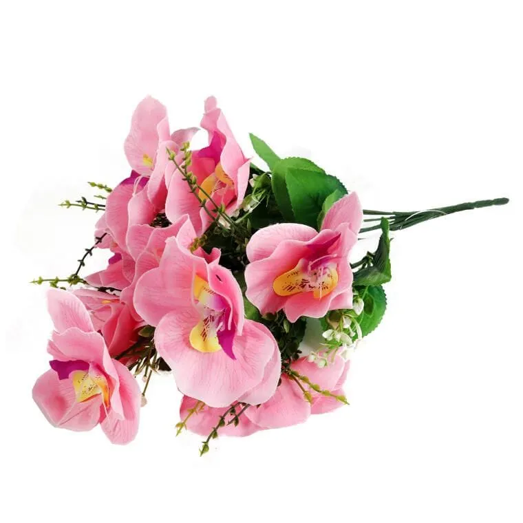Bukiet Sztucznych Orchidei W Jasnoróżowym Kolorze - 10 Sztuk, 45 cm Wysokości