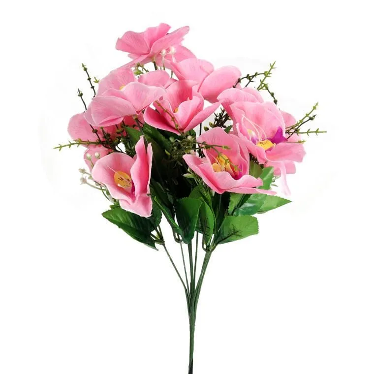 Bukiet Sztucznych Orchidei W Jasnoróżowym Kolorze - 10 Sztuk, 45 cm Wysokości