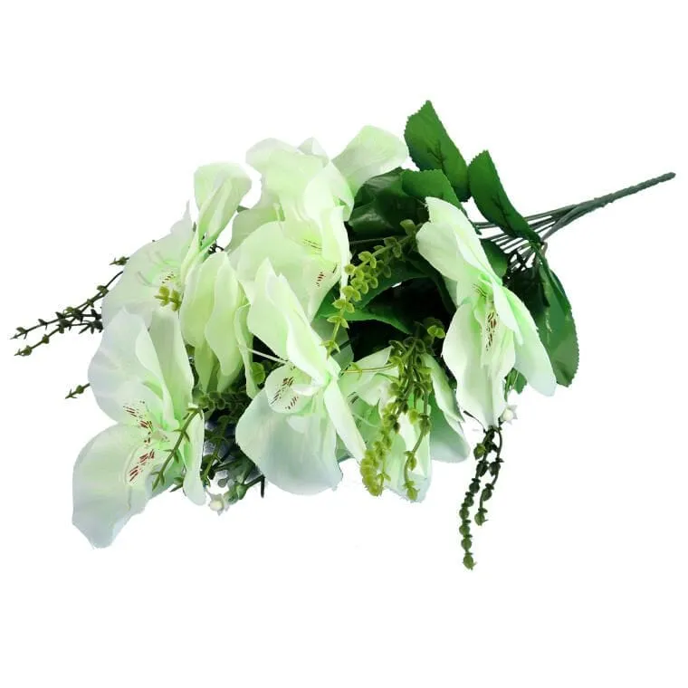 Bukiecik 10 Sztucznych Orchidei W Kolorze Białym O Wysokości 45 cm