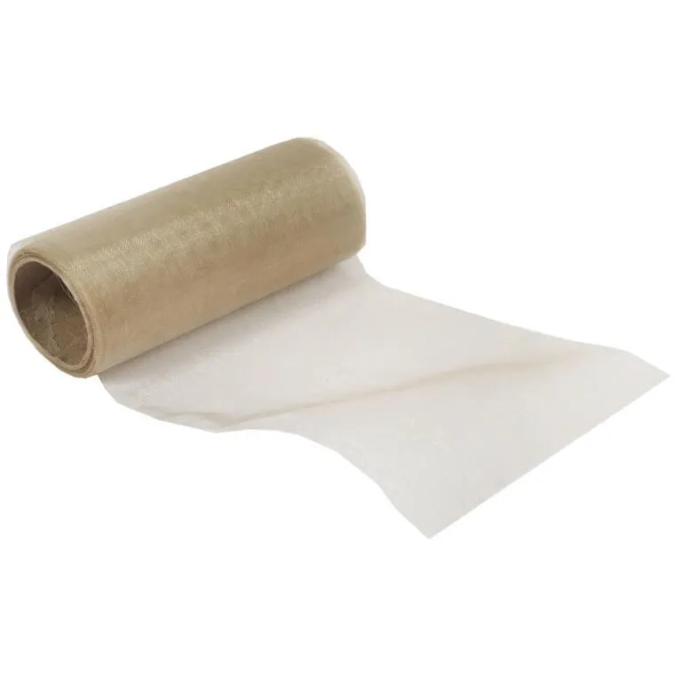 Beżowa Organza Do Dekoracji I Kompozycji Florystycznych - 12 cm X 9 m