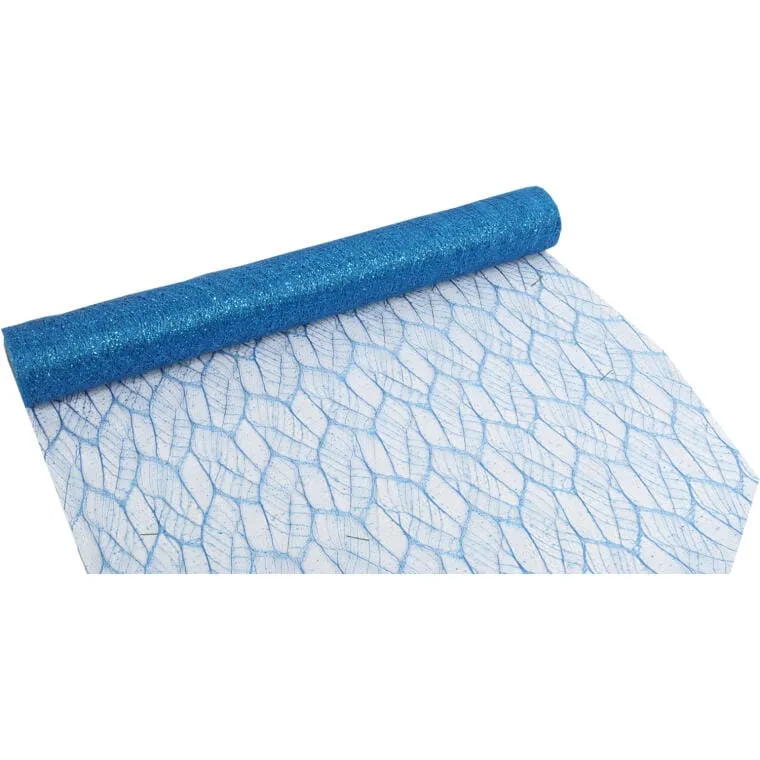 Organza Z Nadrukiem Brokatowym 0,50 x 10 m - Granatowa